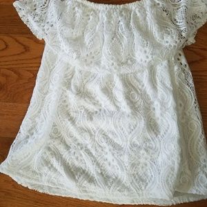 Lace off shoulder shirt