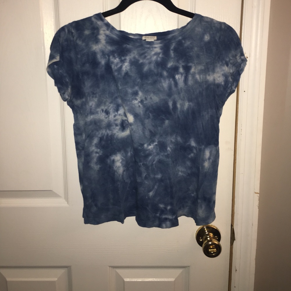 The dye blue open back short sleeve shirt