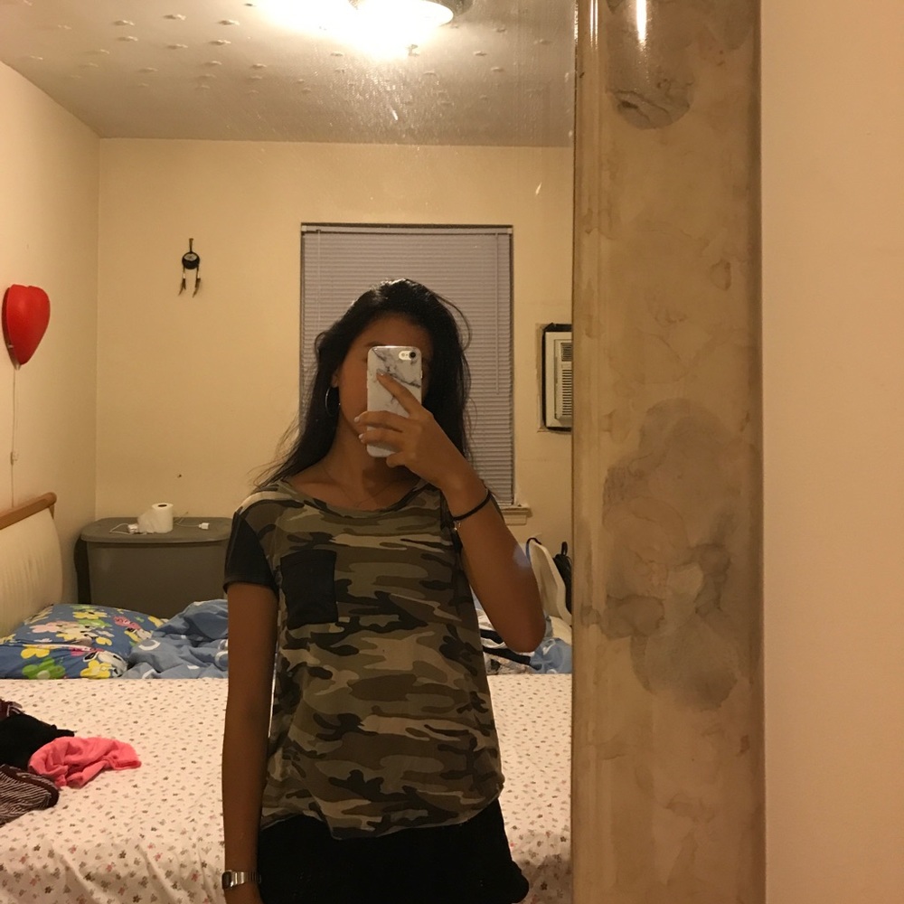 Necessary camo leather tshirt