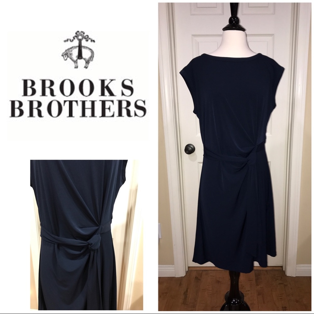 Brooks Brothers Navy Blue Dress-Ties To The Side