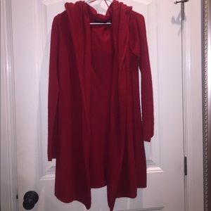 Red cardigan