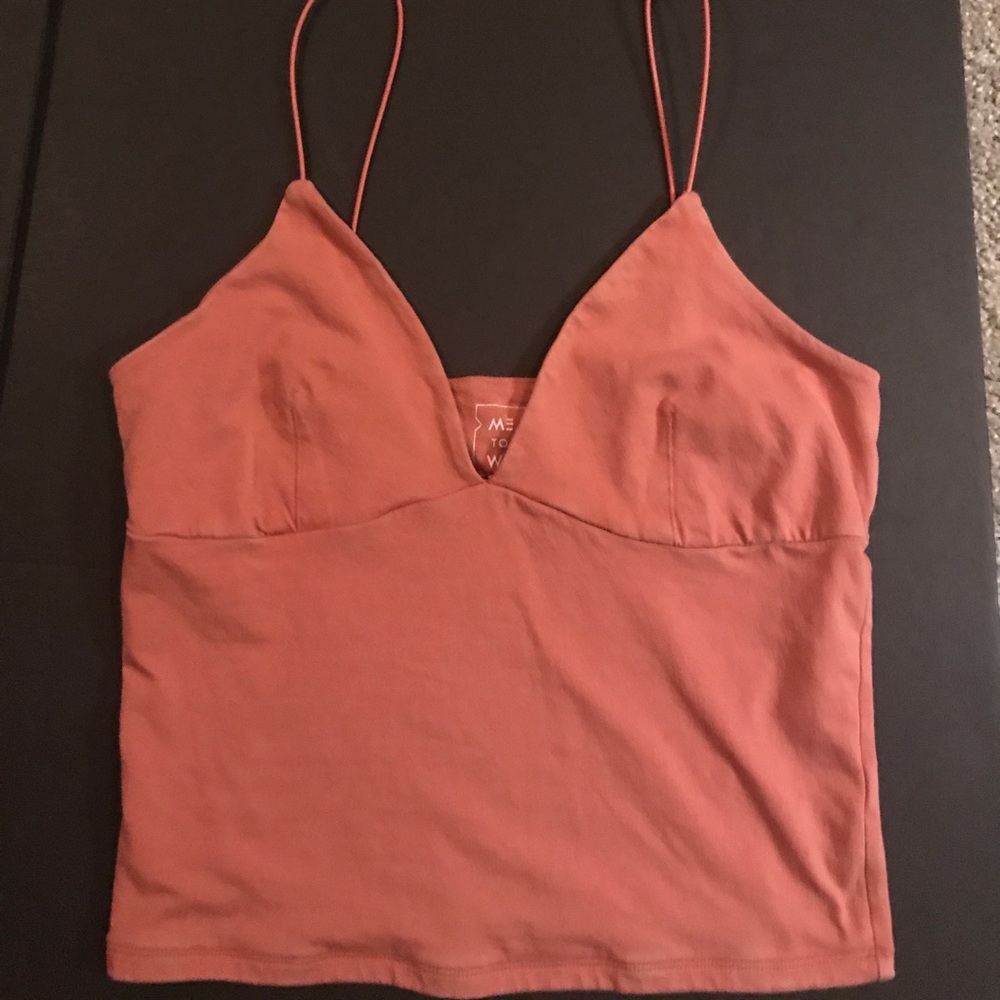 V neck pink tank top
