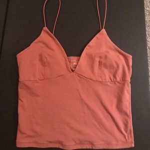 V neck pink tank top