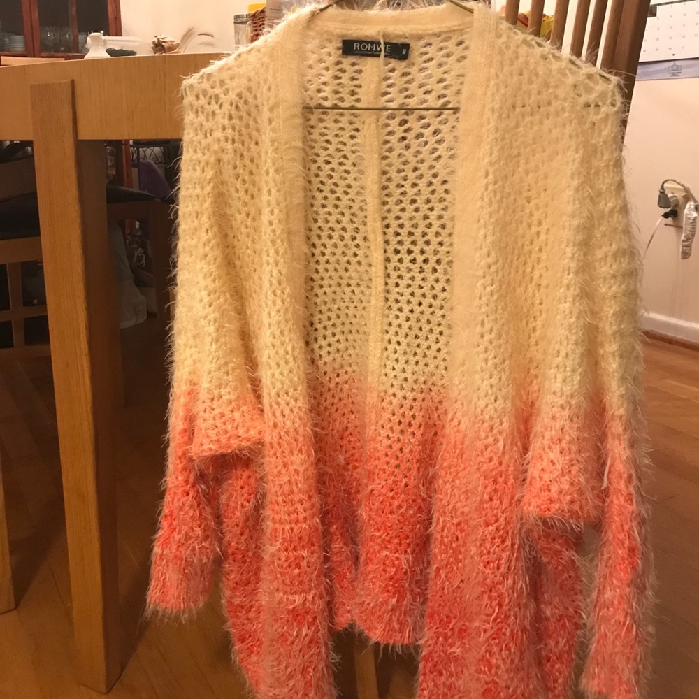 Romwe ombré fuzzy knit cardigan