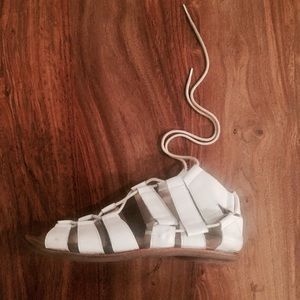 Loeffler Randall white lace up flat sandals