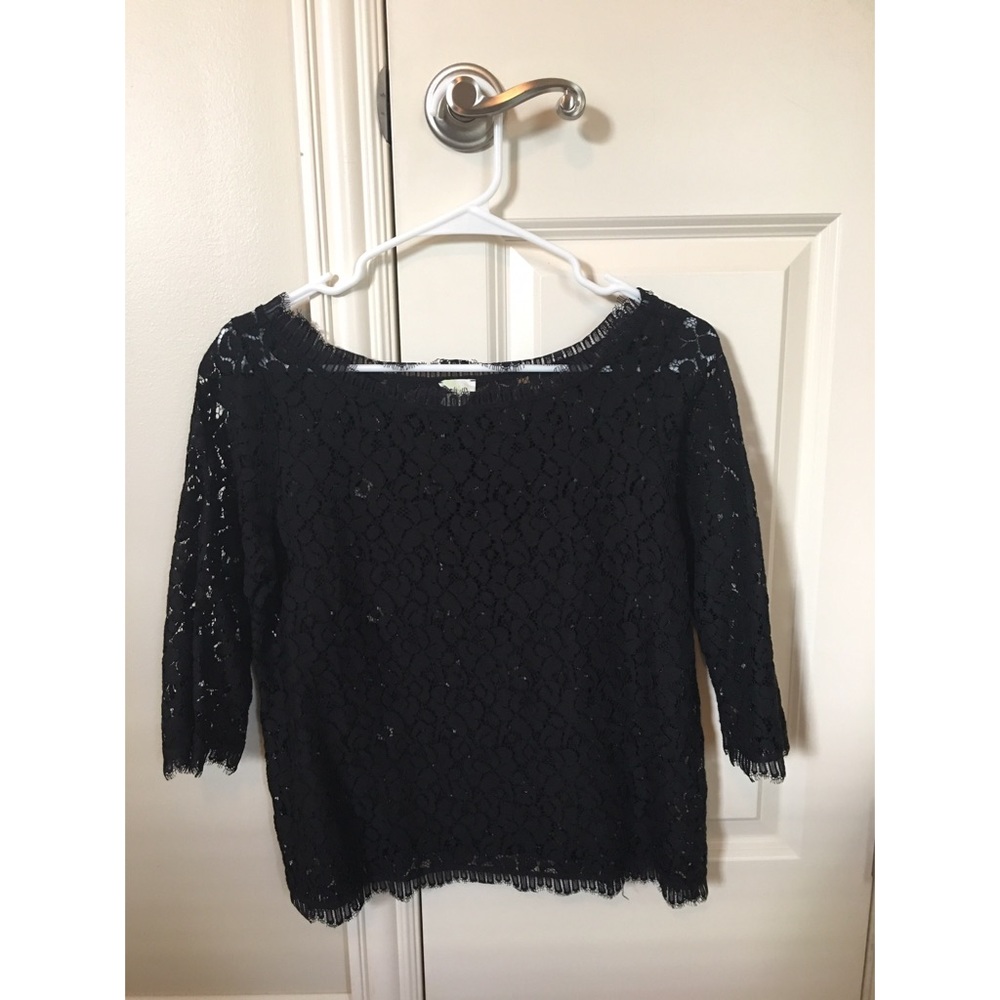 Anthropologie black lace eyelet top size S