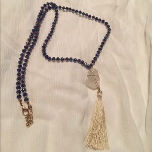 Stone and tassel necklace