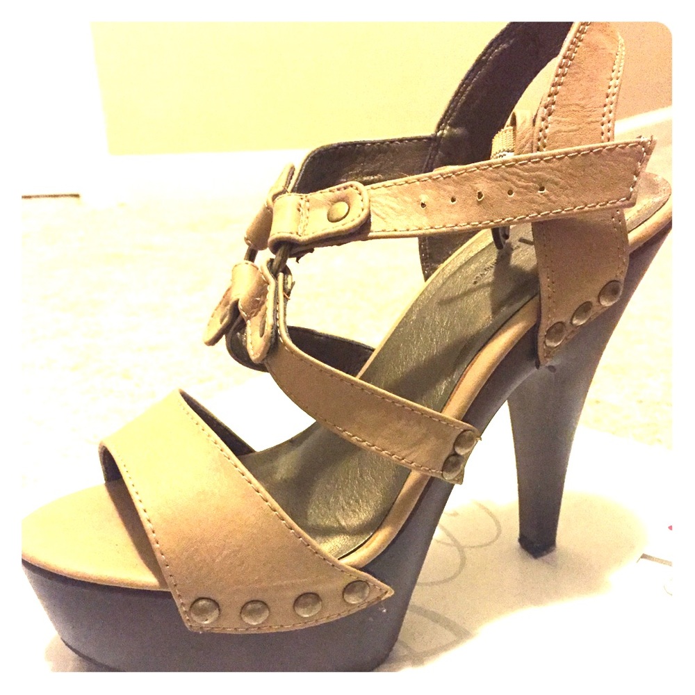 Tan strappy heels