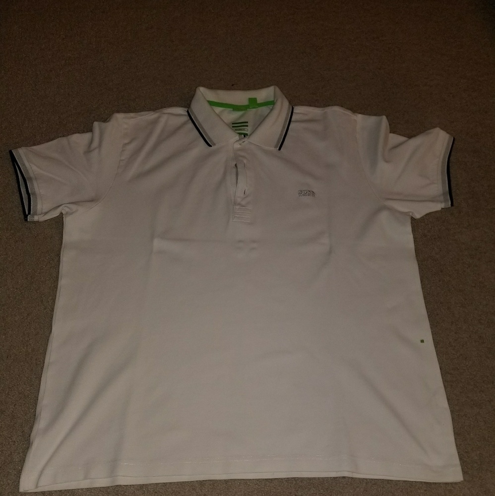 Hugo Boss white tight fitting polo shirt size xxl