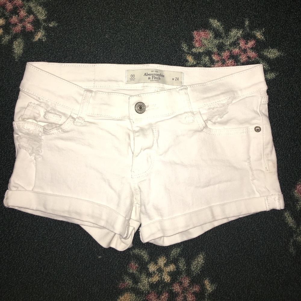 White ripped jeans shorts