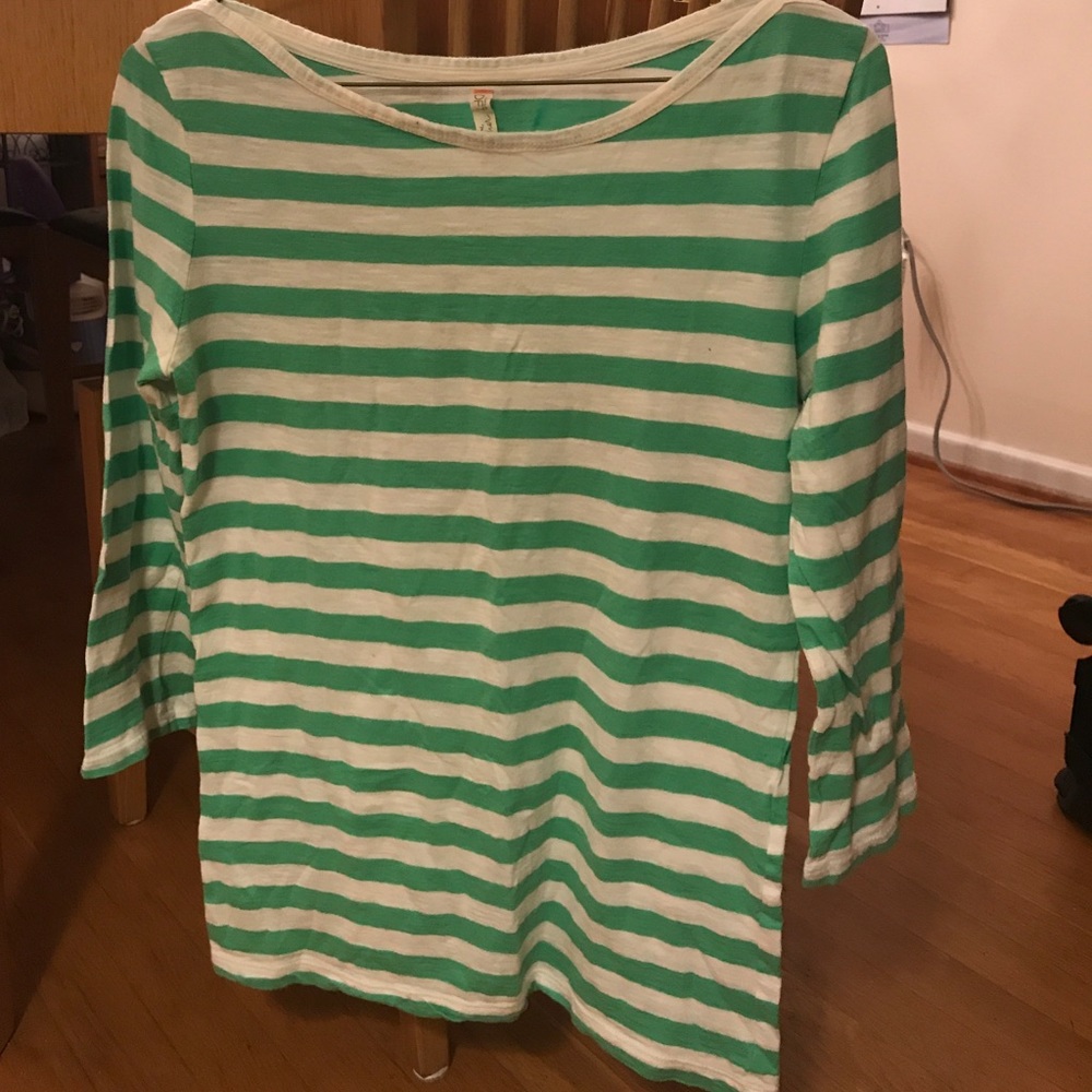 LOFT mint and white striped tee