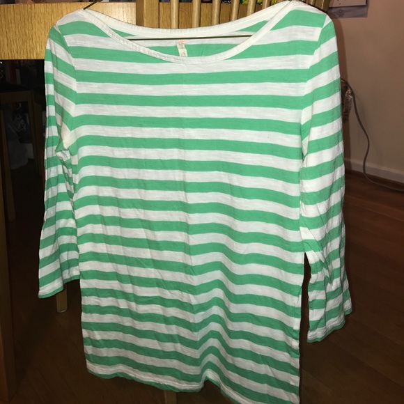 LOFT mint and white striped tee - Picture 2 of 3