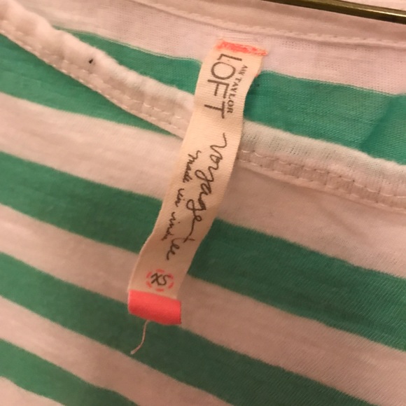 LOFT mint and white striped tee - Picture 3 of 3