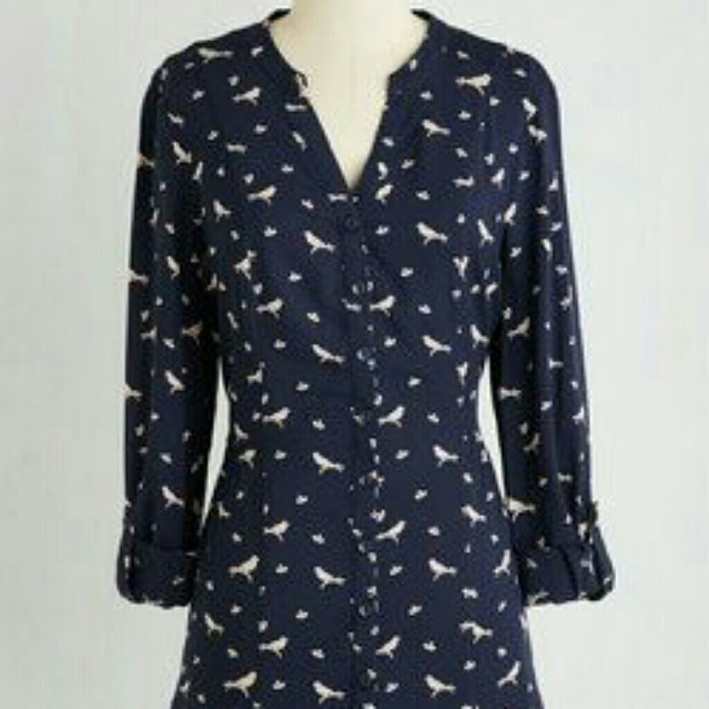 Modcloth Trusty Travel Top in Birds M
