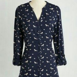 Modcloth Trusty Travel Top in Birds M