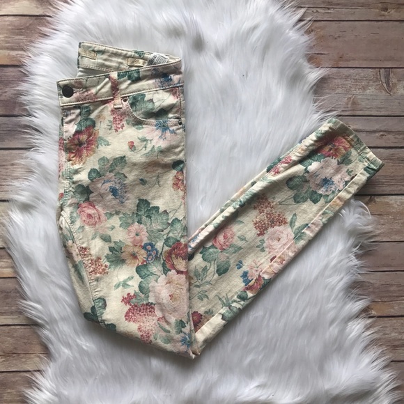 Zara Denim - Zara Floral Print Slim Fit Skinny Jeans