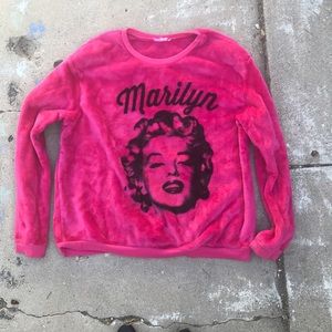 Fuzzy Hot Pink Marilyn Monroe Sweatshirt.