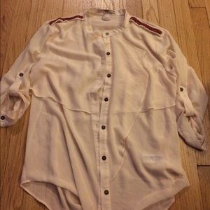 Sheer button down with great beading detail