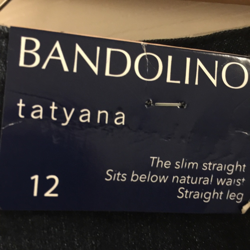 Dark rinse Bandolino straight leg jeans