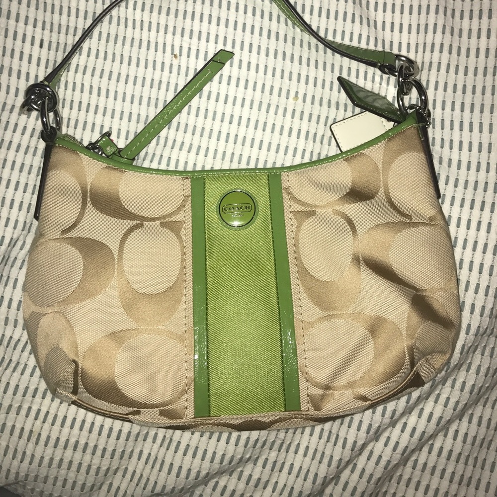 COACH Crossbody/ Shoulder Bag Beige and green NWOT