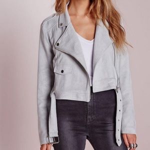 Faux suede grey biker jacket