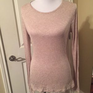 WHBM Beige layering long sleeved t-shirt NWT