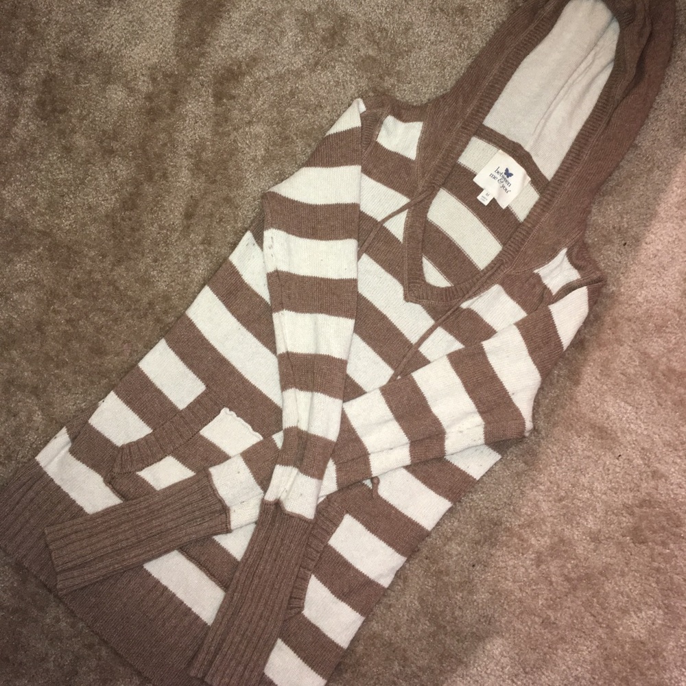 Brown & White Striped Sweater