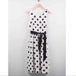 J. Crew dress, navy and white polka dot