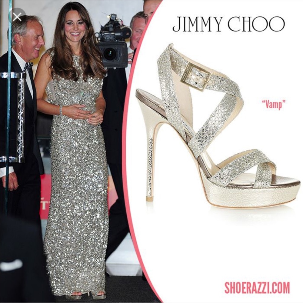 jimmy choo vamp gold glitter lame sandal pump 36.6
