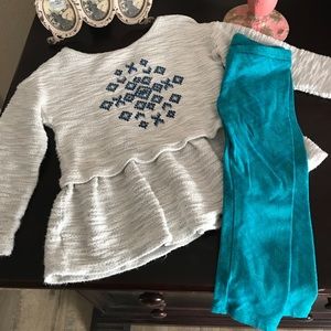Fall 2T girls outfit top with matching leggings