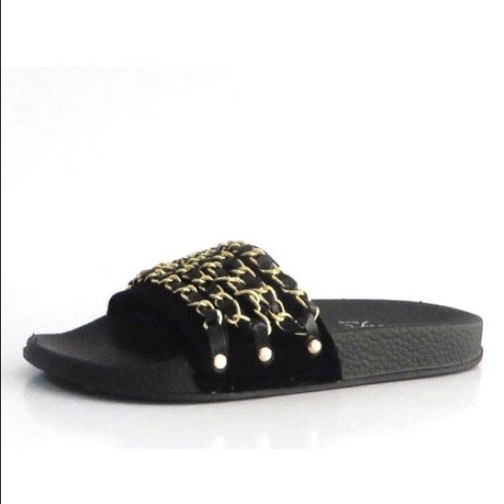 Black and Gold Link Chain Slides