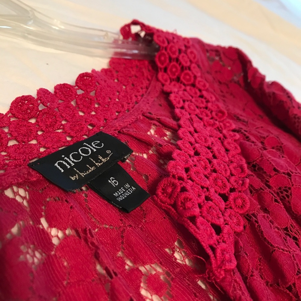 Fuchsia lace mini dress