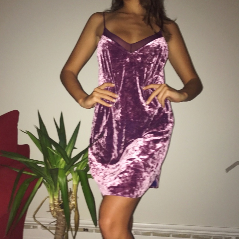 Free people purple velvet mini dress NWOT
