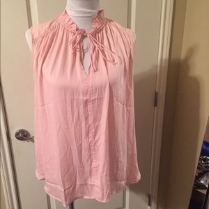 Pink tie neck blouse LOFT NWT