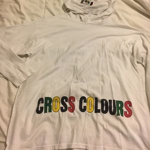 Vintage cross color hooded long sleeve shirt