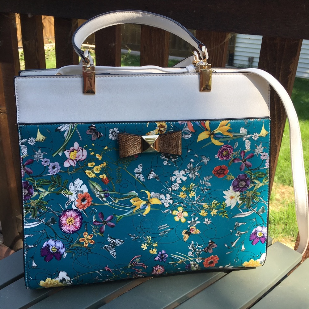 Blue Flower Crossbody Satchel