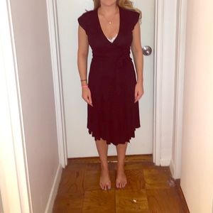 DVF Black Capsleeve Wrap Dress