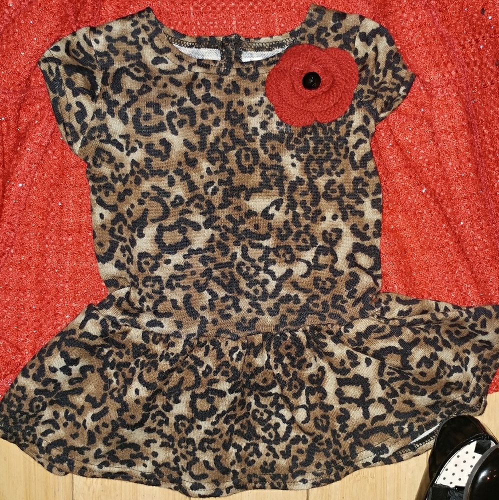 Coat and matching leopard print dress