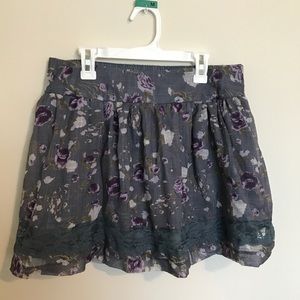 Grey skirt with purple roses and lace detail