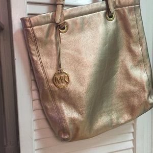 Michael Kors Gold Metallic Tote Bag