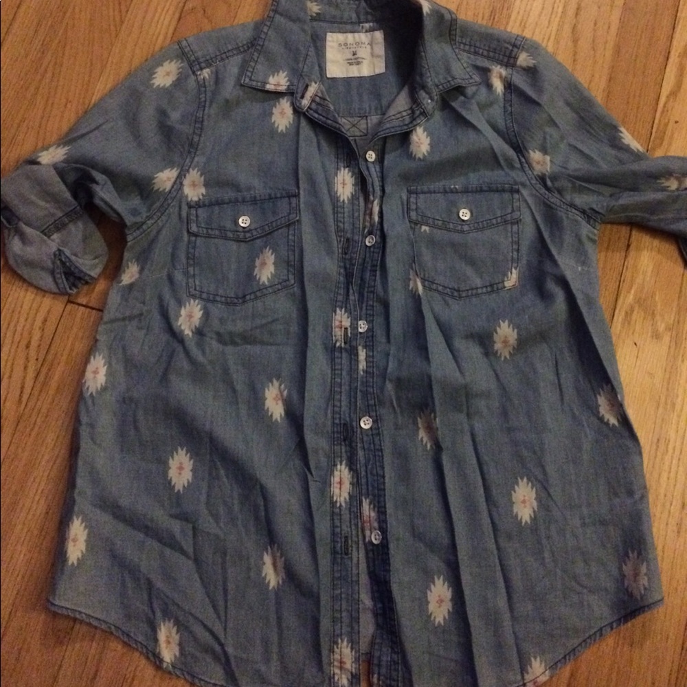Printed denim shirt