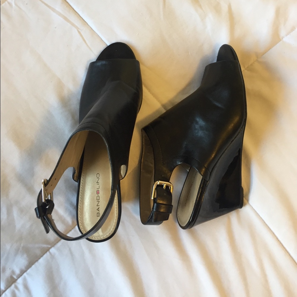 Peek toe black ankle booties