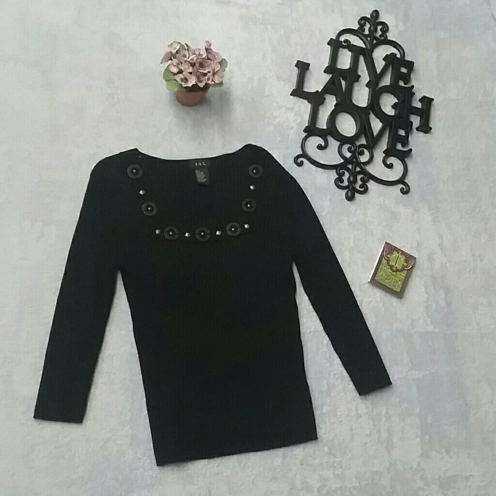 Black RQT long sleeve blouse L