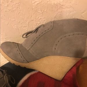 MIa Pampa Gray Wedge Bootie - Suede