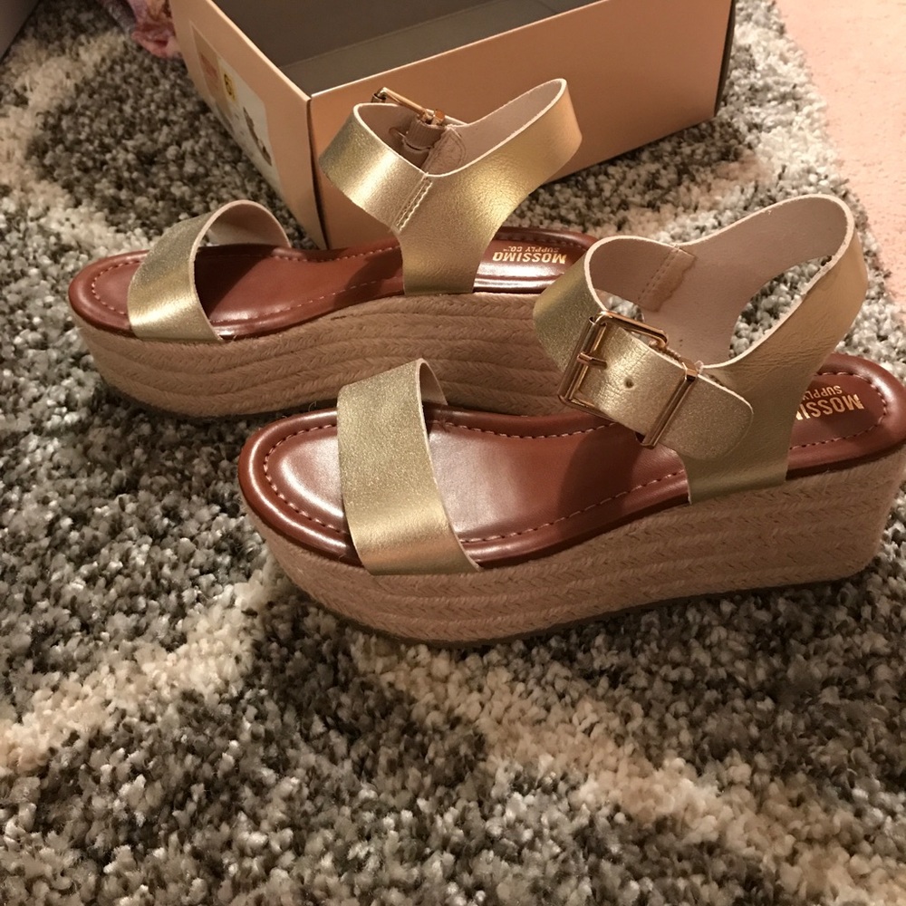 Missing supply co. Nonie gold espadrille flatform