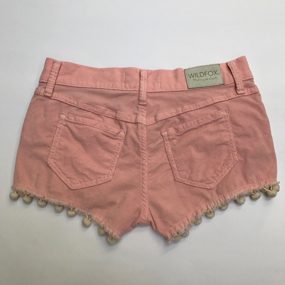Wildfox Lara Mid Rise Cut Off Shorts with Pom Poms - Picture 4 of 8