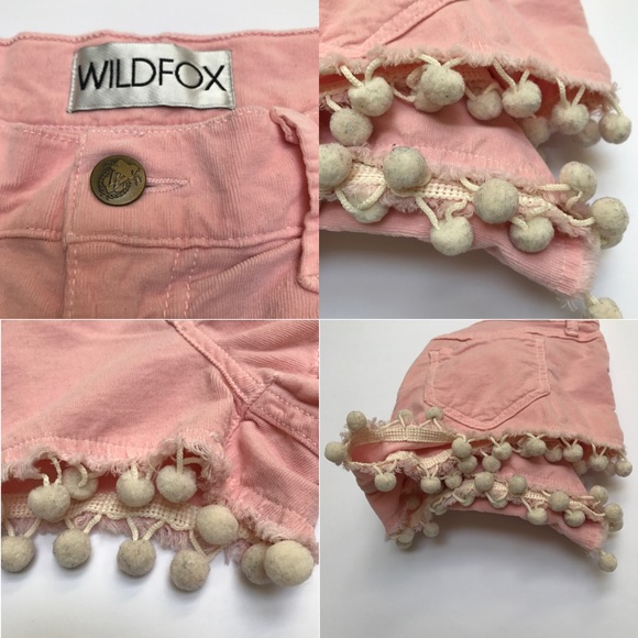 Wildfox Lara Mid Rise Cut Off Shorts with Pom Poms - Picture 8 of 8