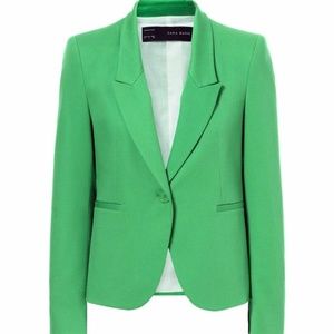 Zara Basic Green Pique Blazer