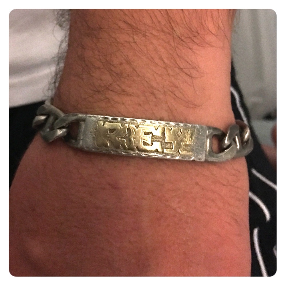 Italian .925 sterling silver men's name bracelet.