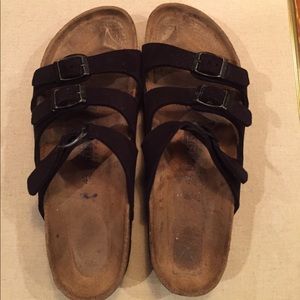 Birkenstock soft footbed 3 strap suede sandals